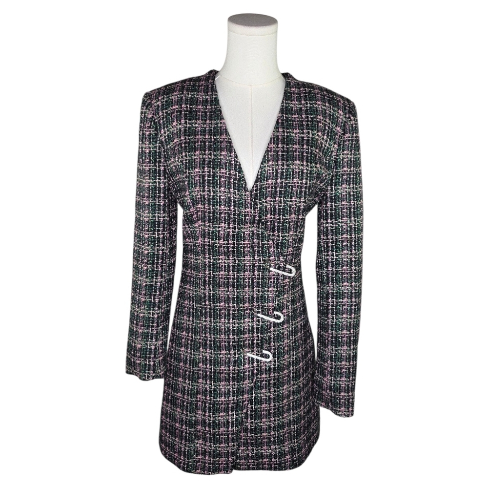Zara Black and White Tweed Mini Dress
